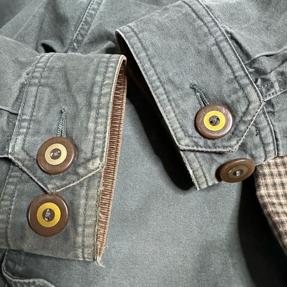 VINTAGE Eddie Bauer Chore Jacket Men L Green Goose Down Removable Liner Dad coat - Picture 15 of 16